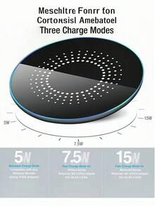 15W Wireless Charger, Compatible With IPhone 17/16/15/14/13/12 Pro/XS Max/Mini/X/X/XR, Inductive Fast Wireless Charging Pad, Compatible With Samsung Phones, Suitable For Office, Dorm And Home Use - Black - View 7