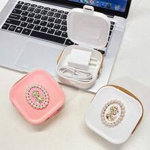 Mini Storage Boxes With Straps, A 5-Piece Set Of Square Storage Boxes, Ideal For Data Cables, Accessories, Jewellery, Earrings And Small Trinkets; Portable Storage Boxes For Travel And The Office - View 5