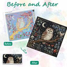 14CT Printed Cross Stitch Kit Animal Style: Owl, Deer, Fox Cross Stitch Patterns For Adult Beginners Relaxing DIY Includes Fabric, Needles, Thread And Illustration Unframed Handmade Wall Decor Gift 40x40cm/15.7x15.7in - A - View 7