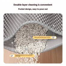 1pc EVA Material Premium Cat Litter Mat, Double Layer Single Opening, Secure Closure, Detachable And Washable Control Mat, Indoor Home Use, Cat Litter Mat, Cat Supplies - Silver - View 11