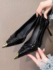 Stunning Pointed Toe Stiletto High Heel Shoes For Women, 2026 Spring New Style Backless Floral Closed Toe Sandals, Sexy Elegant Premium[Note: 3D Flowers Are Purely Handmade, Detail Shapes Are Random~] - Black - View 3