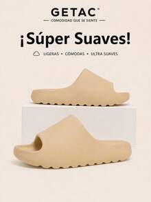 GETAC Chanclas Pantuflas Sandalias de moda EVA con Plataforma Gruesa 4 cm XL Suela Antiderrapante para Mujer y hombre Chanclas Suaves Secado rápido - Camel - Ver 2