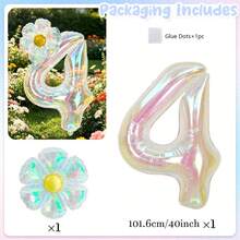 40Inch Colorful Transparent Number Balloons & Large Transparent Daisy Foil Balloons, For Birthday Party, Anniversary Decoration - View 15