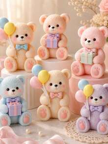 3D Plush Bear-Shaped Silicone Candle Mold, 2 Teddy Bear Molds With Balloon And Gift Box, DIY Aromatherapy Candle Plaster Diffusion Stone Epoxy Resin Birthday Home Decor Handmade Mold - Bear Candle Mold - View 7