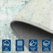 Techigher Modern Abstract Area Rug, Large Washable Living Room Rug, Ultra-Soft Non-Slip Bedroom Carpet & Foldable Floor Mat - Green - View 4