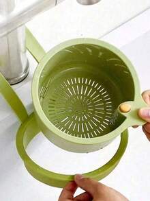 1/2pcs Hanging Sink Food Strainer Basket Set With Crevice Cleaning Brush, Press‑To‑Empty Kitchen Drain Residue Filter Catcher For Leftovers Fruit Vegetable - Multi-color - View 3