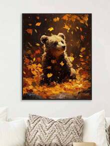 DIY Cute Bear In Falling Autumn Leaves (Frameless 8x12 / 16x20 Inches) Paint By Numbers Kit (Acrylic) Arts & Crafts For Adult Beginners, Home Wall Decor, And Unique Seasonal Holiday Gifts - Sets - View 5