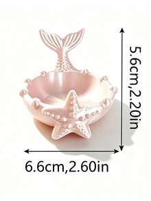 1pc Pink Mermaid Tail 3D Printed Jewelry Tray, Bathroom Countertop Ring Holder, Decorative Desktop Home Decor Gift - Pink - View 6