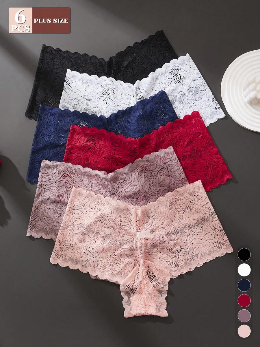 6PCS Plus Size Halloween Role Play Sexy Lace Panties Women's Underwear Multi-Color - Multicolor - View 1
