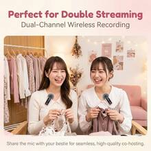 HITOZON Wireless Lavalier Lapel Microphone, 2 Mics With Charging Case, Noise Cancelling, LED Battery Indicator, Plug And Play Mic Compatible With IPhone, Android For Content Creators, Live Streaming & Video Recording - Pink - View 4