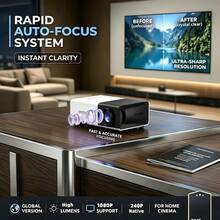 2026 Upgraded Portable Mini Projector, LCD Home Theater Projector, Built-In Speaker, Fast Focus, Compatible With Smartphone, Tablet, Laptop, TV Stick, USB Portable Projector, Suitable For Movies, Games, Presentations, Home Entertainment, Outdoor Parties - Black and White - View 2