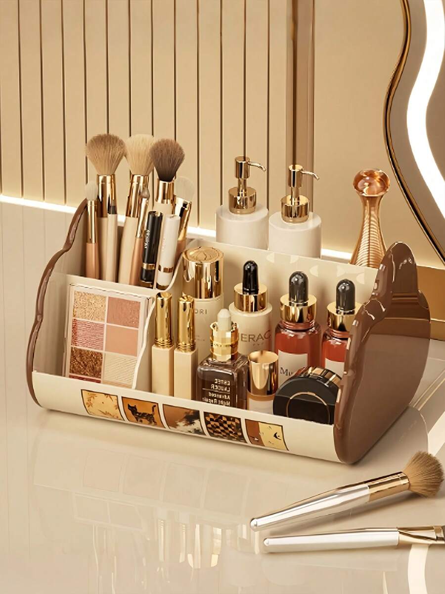 Large Capacity Makeup Organizer Panels Multi-Purpose Desk Organizer Basket Multi-Panel Remote Control Holder For Storing Remote Controls Cosmetics Stationery For Bedside Table Living Room Office Back To School Room Bathroom Decor Essential Accessories