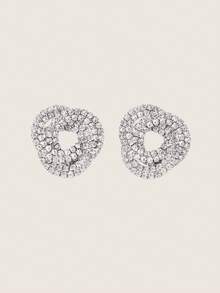 Valisandre 1pair Fashion Wrapped Design Studded Earrings - Silver - View 2