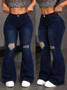 Plus Size Jeans - Dark Blue - View 1