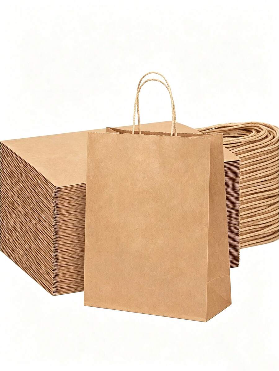 1/10/20pcs Natural Kraft Paper Bags, Durable, Suitable For Baking, Milk Tea, Coffee, Gifts, Party Favors And More - Multicolor - View 1