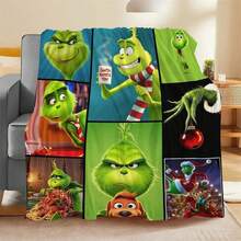 The Grinch بطانية قيلولة ناعمة ومريحة 1 قطعة من الفلانيل الحديثة - شجرة عيد الميلاد - بطانية قيلولة من البوليستر - طباعة رقمية حرفية، مناسبة للأريكة والسرير والسفر وديكور المنزل والمكتب - متعدد الألوان - مشاهدة 2