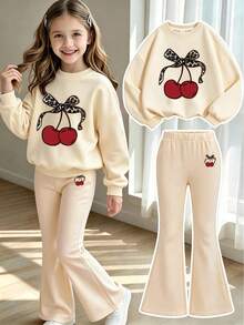 2pcs/Set Girls & Mom Matching Outfit, Letter Print Sweatshirt And Flare Pants, Soft Fabric, Casual Street Style - Multicolor - View 11