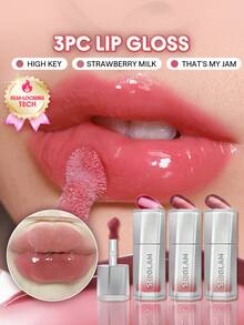 SHEGLAM [3Pcs] Glass Lock Air Gloss Lip Trio Bundle Set - Strawberry Milk+High Key+That's My Jam - View 1