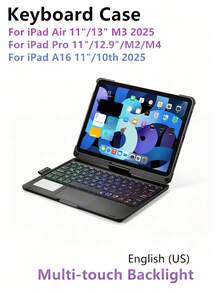 Keyboard Protective Case Compatible With Ipad Air 11/13 Inch (M3/2025/A16/11th/10th Gen) And Pro 11/12.9/13 Inch (M4/M2/6th/5th/4th Gen) And 10.9 Inch (3rd/2nd Gen) - Smart Wireless Multi-Touch Backlit Magnetic Detachable Keyboard - View 1