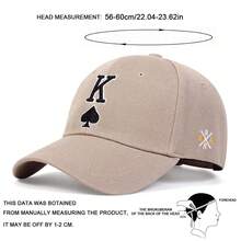 1 buah Topi Baseball Pria dengan Bordir Hati Huruf K, Perlindungan Matahari yang Dapat Diatur, Cocok untuk Perjalanan Luar Ruangan Musim Semi/Musim Gugur, Pantai, Pesta - Khaki - View 2