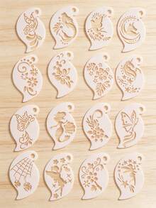 16PCS Temporary Tattoo Stencils, Reusable Floral & Butterfly Pattern Flash Card Templates, DIY Hollow Face & Eye Corner Graffiti Painting Stencils, Adult Music Festival Body Art Templates - White - View 7