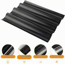 4-Piece Carbon Steel Baking Sheet, Heat-Resistant, Specifically For Baguettes, Baking Tray For Household Oven - Black - View 5