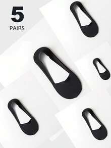 3/7/12/15/24 Pairs Men's Non-Slip Invisible Low-Cut Inner Socks, Thin Breathable Nylon Silicone Heel Anti-Slip Sports Casual Back-To-School Socks - Multicolor - View 20