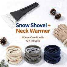 Winter Car Ice Scraper, Snow Removal Tool With Free Fleece Neck Warmer, Cold Weather Car Accessory - A - View 3