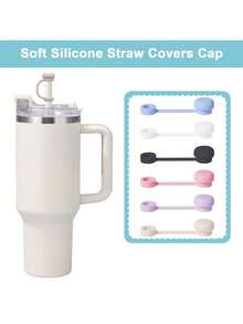6pcs/2pcs Reusable Silicone Straw Caps, Leak-Proof Splash-Proof Dust-Proof, Suitable For Cups, Back To School Essential - Multicolor - View 8