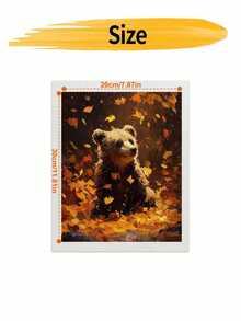 DIY Cute Bear In Falling Autumn Leaves (Frameless 8x12 / 16x20 Inches) Paint By Numbers Kit (Acrylic) Arts & Crafts For Adult Beginners, Home Wall Decor, And Unique Seasonal Holiday Gifts - Sets - View 8