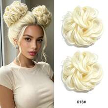 2 Packs Messy Curly Synthetic Hair Bun Scrunchies, 6 Inch Elastic Fake Donut Hair Rings, Fluffy Voluminous Hair Pieces For Women, Quick Double Buns Look For Daily Halloween Party - Multicolor - View 16
