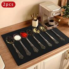 (Hot !!) 1pc 2D Seasoning Utensil Pattern, Flat Stove Protector Mat And Non-Slip Heat-Resistant Rubber Stove Cover Mat Suitable For Induction Cooktop, Glass Cooktop And Multi-Function Anti-Scratch Mat, Also Best Choice For Oven, Washing Machine, Dryer And Kitchen Decoration. - Multicolor - View 11