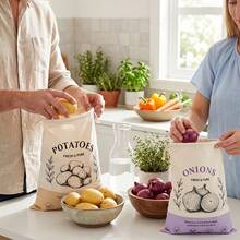 Large Drawstring Vegetable Gift Bags (2pcs), Vegetable & Fruit Storage Cloth Bags, Potato & Onion Storage Bags, Portable Reusable Household Storage Bags, Kitchen Vegetable & Fruit Sorting & Storage Supplies - View 7