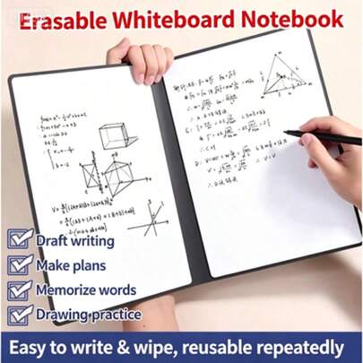 A5 Whiteboard Notebook, Erasable, Reusable, Very Convenient For Drawing, Math, Note-Taking