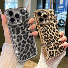 2件裝 水鑽時尚豹紋鍍金手機殼，適用於 iPhone 17/11 Pro/11 Pro Max/12/12 Pro/13/13 Pro/13 Pro Max/14/14 Pro/14 Pro Max/15/15 Pro/15 Plus/15 Pro Max/16/16 Pro/16 Plus/16 Pro Max/18 Pro/18 Pro Max 保護殼 - 2款手機殼 銀色豹紋+金色豹紋 - 查看 36