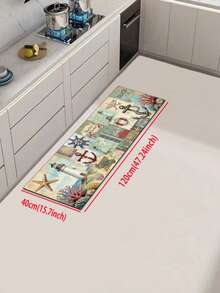 1pc American Nautical Style Pattern Kitchen Mat, 3.5mm Soft Rubber Material, Absorbent And Easy To Clean, Suitable For Hallway, Bathroom, Living Room, Outdoor Door Mat And Toilet, All Year Round, Suitable For Various Holidays - Multicolor - View 14