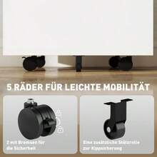 Mobile Pedestal With 2 Drawers, Lockable, On Wheels, A4, Steel - White - View 5