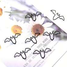 10pcs Bat-Shaped Black Metal Paper Clips, Halloween Gift, Office Document Organizer, Test Paper Clip, Bookmark, Folder Clip, Bat Theme Clips, Suitable For Office, School, Party Decoration, Cute Bat Paper Clips - 1 Set - View 3