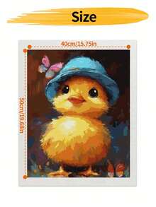 DIY Adorable Yellow Chick In Blue Hat With Butterflies (Frameless 8x12 / 16x20 Inches) Paint By Numbers Kit (Acrylic) Arts & Crafts For Adult Beginners, Home Wall Decor, And Unique Holiday Gifts - Sets - View 9