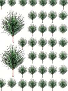10/20/50pcs Artificial Pine Branch Floral Stems, Green Christmas Pine Branches, Suitable For Wreaths, Garlands, Christmas Trees And Gift Wrapping Decoration, Faux Evergreen Tree Branches, Used For Holiday Crafts, DIY Floral Arrangement, Tabletop Centerpiece Decoration, Winter Party, Home Decor Supplies - Multi-color - View 5