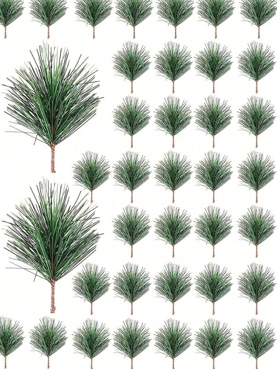 10/20/50 peças Ramos Artificiais de Pinheiro, Ramos de Pinheiro Verde de Natal, Adequado para Coroas, Guirlandas, Árvores de Natal e Decoração de Embrulho de Presentes, Ramos de Árvore de Sempre-Viva Falsa, Usado para Artesanato de Feriados, Arranjo Floral DIY, Decoração de Centro de Mesa, Festa de Inverno, Suprimentos de Decoração para Casa - Multicolorido - Visão 1