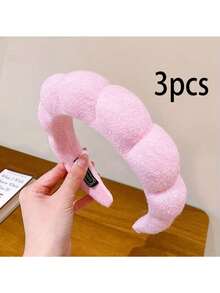 3pcs Women's Cloud-Shaped Headbands - Comfortable Elastic, Suitable For Skincare And Makeup - Washable Polyester Fiber Hairbands - Multicolor - View 8