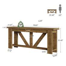 LITTLE TREE 180 Cm Rustic Extra Long Sofa Table Solid Wood 2‑Tier Storage Console Table Behind Couch Brown For Entryway Hallway Living Room - Brown - View 2