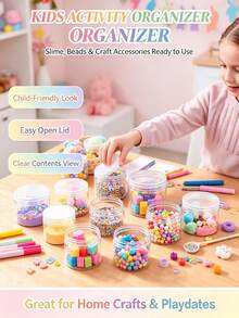 10pcs Transparent Plastic Jars With Lids, Suitable For Storing Slime, DIY Crafts And Jewelry. Featuring A Transparent Round Design For Easy Observation Of Contents, Leak-Proof Sealed Lids, Lightweight And Reusable Material. Perfect For Home Storage, Travel And Small Accessory Organization. - White - View 5