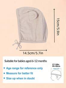 momscare 1pc Apricot Bear Design Baby Hat With Ear Decoration, Cute Loose Fit Infant Cap For 6-12 Months - Apricot - View 5