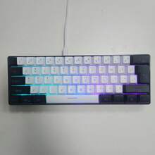 60% New Compact Mini 61-Key Membrane Keyboard, Black, White RGB Backlit Gaming Keyboard, Ergonomic Design, Water-Resistant, Suitable For PC/Laptop/Office/Home - 61 White - View 8