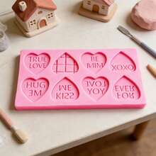 1pc Creative Pink Mini 8-Letter Love Silicone Mold, Made Of Soft Material And Easy To Demold. It Can Be Used To Make Clay, Drip Resin Products, Valentine's Day, Date Decoration Props, And Reusable Molds. - Pink - View 5
