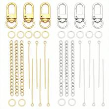 160pcs DIY Beaded Keychain Set, Includes 10 Keychains + 100 Open Jump Rings + 40 Lobster Clasps + 10 Chains, Beaded Keychains, Phone Charms, Bag Chains, Clothing Accessories, Party Gift Set, Jewelry Making Keychains - Keychain & Extension Chain & 9-pin & Jump Ring - View 10