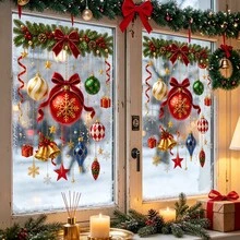 1/2pcs Christmas Ball Window Clings, Hanging Bauble Ornament Static Glass Decal, Double Sided Removable Garland Sticker, Holiday Shop Store Display Sliding Door Xmas Home Decorations - Multicolor - View 9
