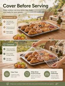 30/50pcs Transparent Plastic Food Tray Lids: Suitable For A+B Trays Smaller Than 70cm/27.6in - Multicolor - View 9